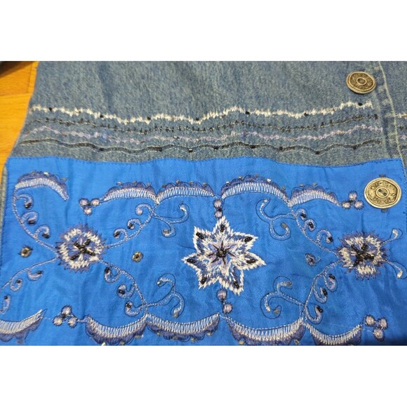 Vtg NWT Tantrums Blue Denim Jacket/Shirt LS Button Front Trim Women's Sz M New - Picture 3 of 11